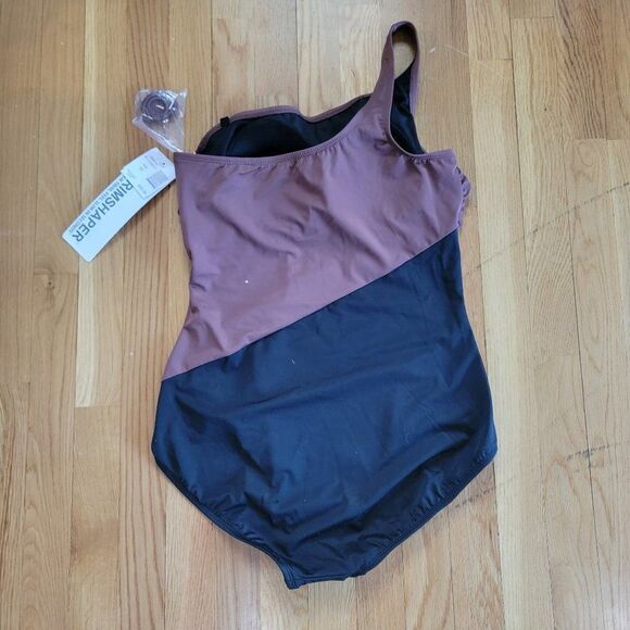 Trimshaper Color Block Brown & Black One Piece Swimsuit For Women's Size… - Picture 3 of 6